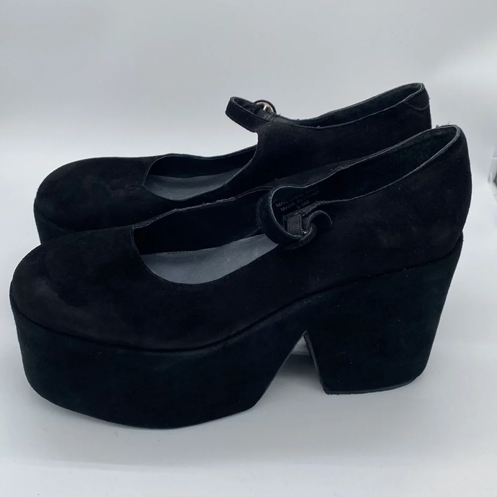Jeffrey Campbell Black Suede Platform Mary Janes